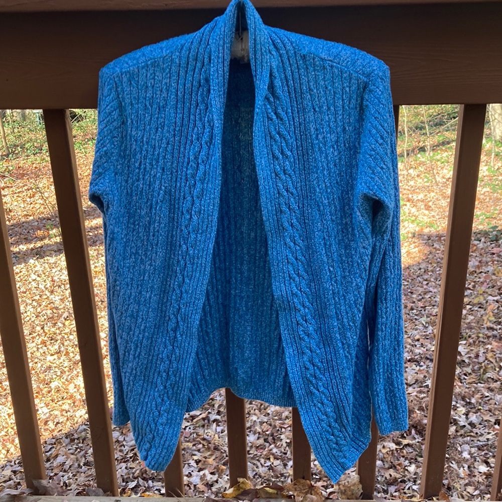 Kim Rogers aqua blue open cardigan